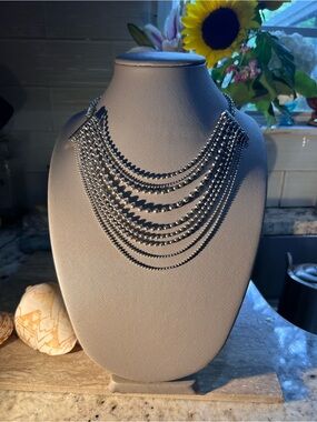 Silver Multi-Strand Beaded Necklace -Like New!